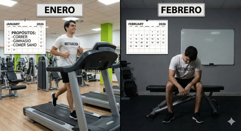 Comparación entre motivación en enero y abandono del entrenamiento en febrero