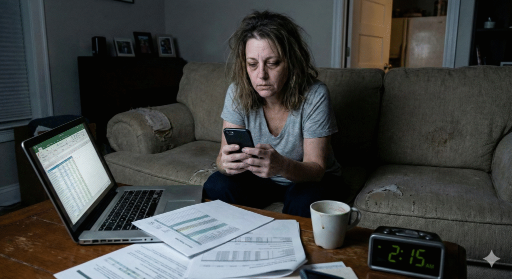 Persona cansada y estresada en su día a día, mostrando cómo el estrés influye en la salud y el rendimiento físico