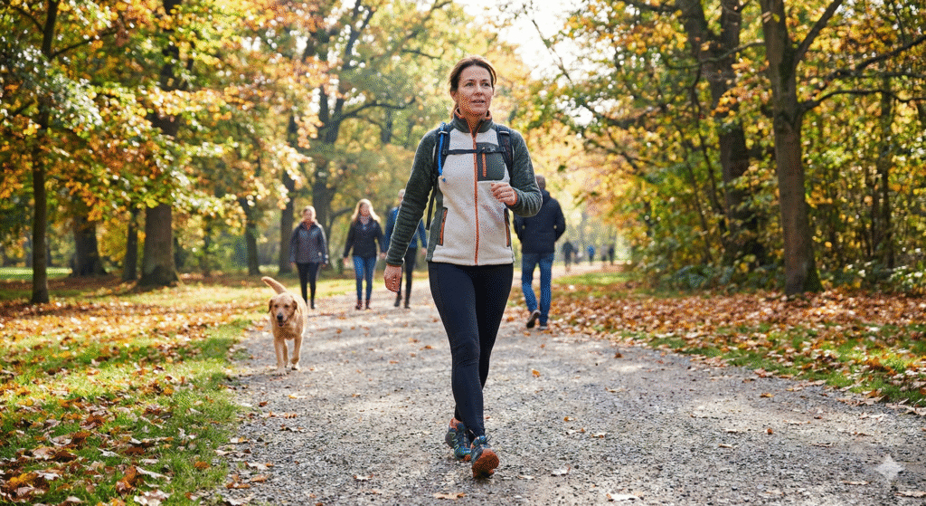 Persona caminando al aire libre como actividad física diaria