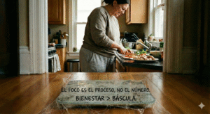 Mujer preparando comida real en casa como parte de un cambio de hábitos saludable