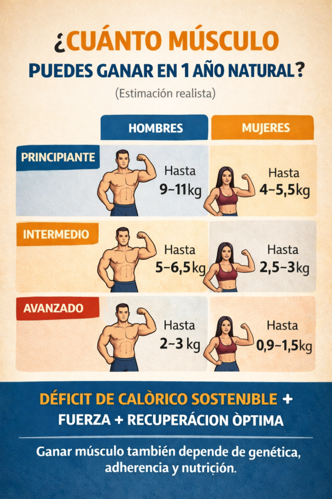 cuanto musculo ganar natural año
