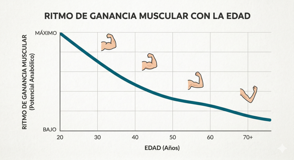 progreso no lineal ganar masa muscular con la edad