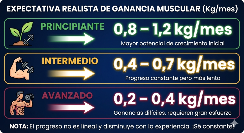 expectativa vs realidad ganar musculo