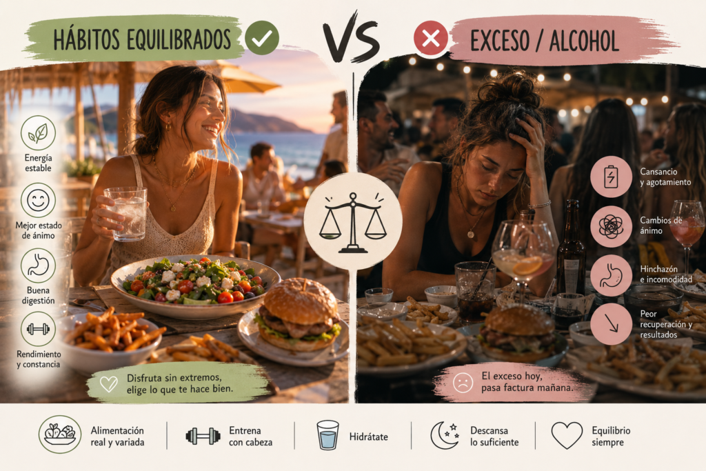 comparativa hábitos saludables exceso alcohol verano
