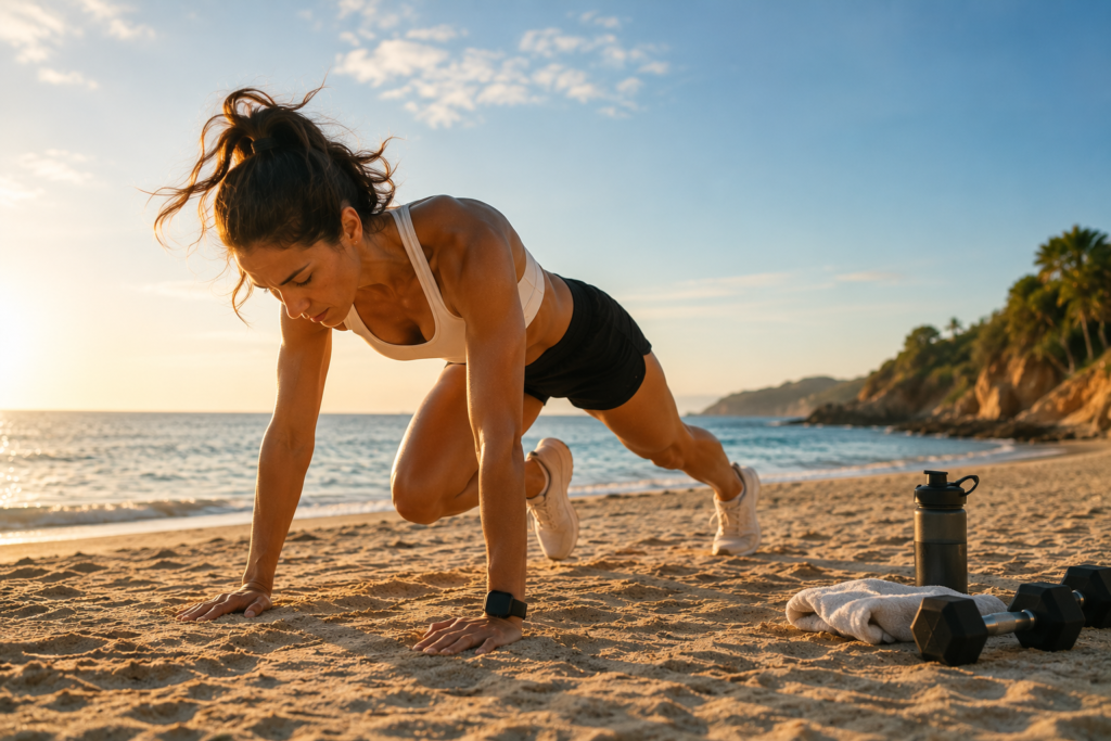entrenamiento funcional playa verano mujer fitness