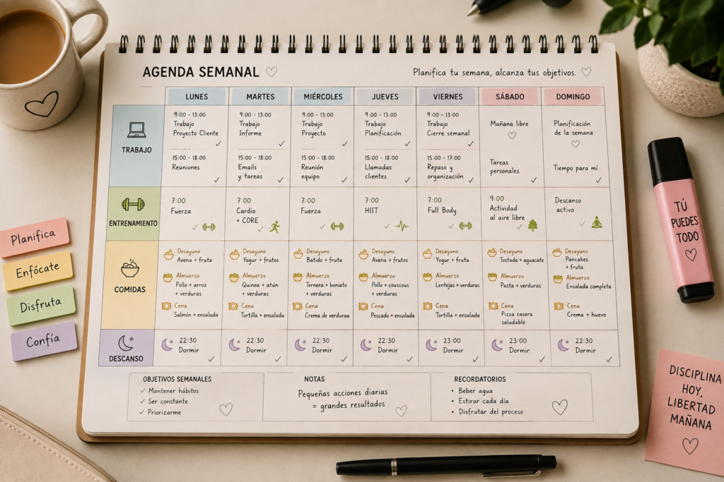 Agenda semanal para recuperar hábitos saludables después del verano